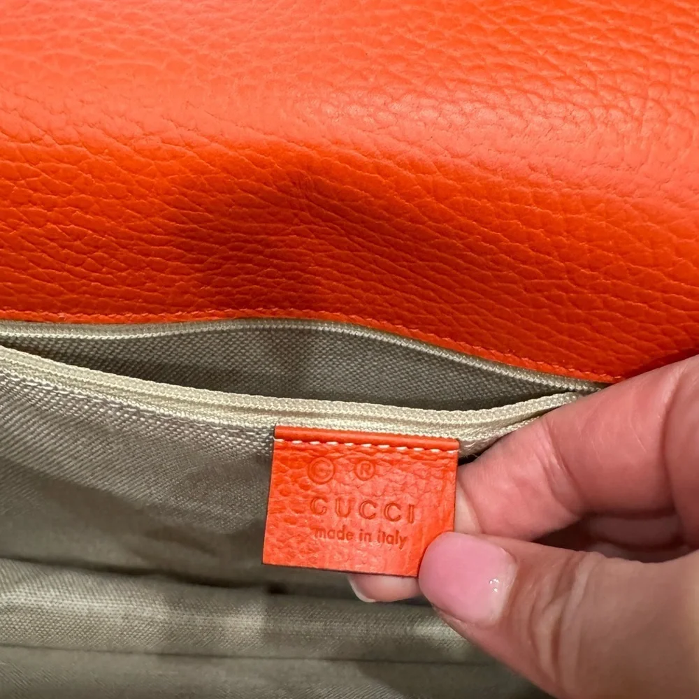 Gucci Orange Crossbody Bag with Silver Chain - Picture 10 of 12